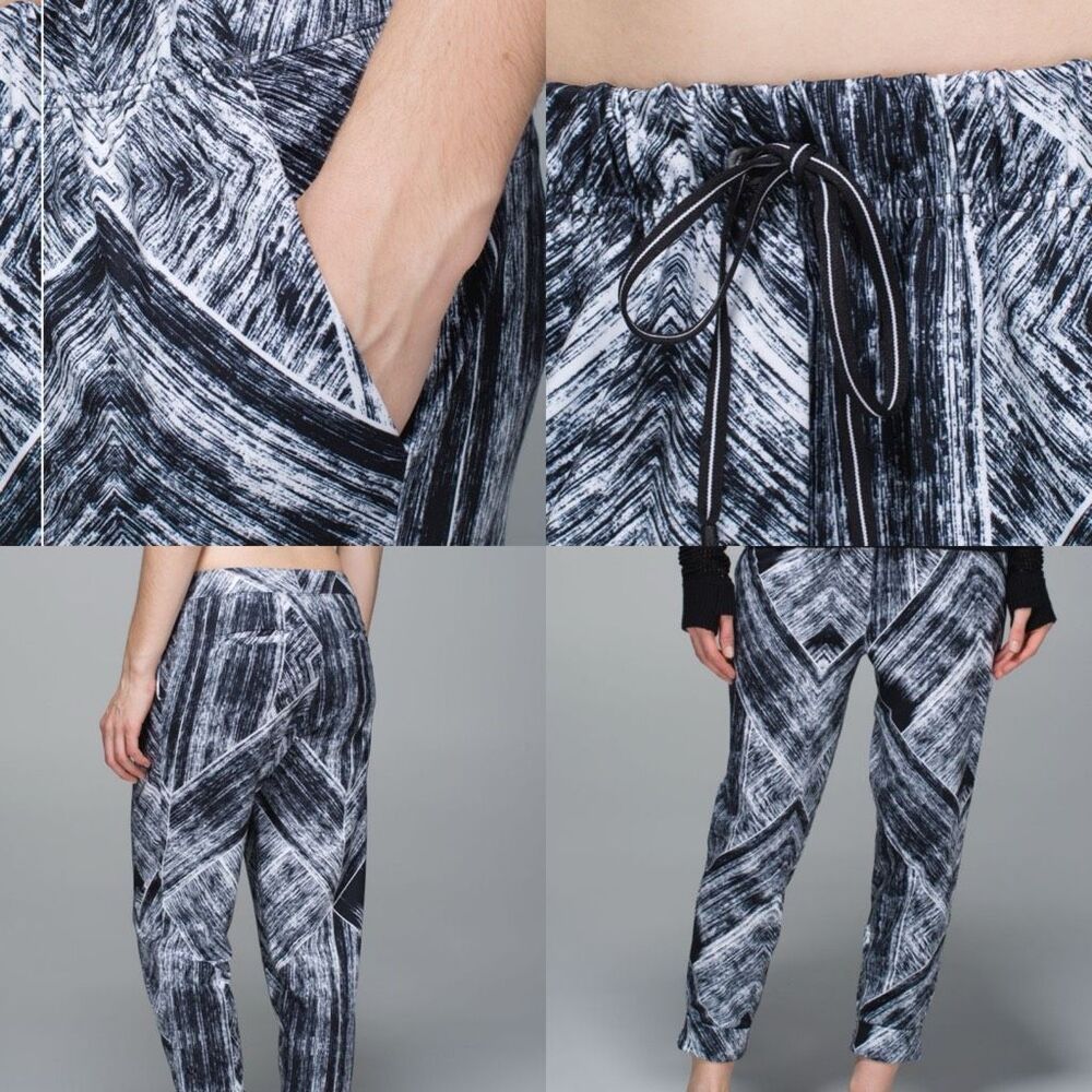Lululemon Jet Crop pants in the Heat Wave White Black size 10